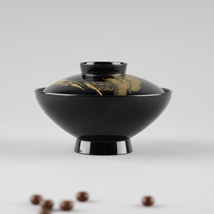 日本回流金莳绘漆器盖碗茶碗木胎漆器日式茶道具