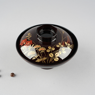 日本回流金莳绘漆器盖碗茶碗木胎漆器日式茶道具