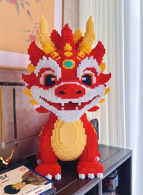 2025新款龙年麒麟火焰龙益智拼装国潮积木玩具高难度男孩女孩礼物