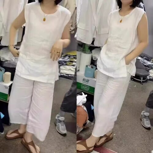 夏季纯色圆领无袖背心