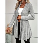 color jacket纯色长袖 long Solid sleeved cardigan 开衫 中长外套