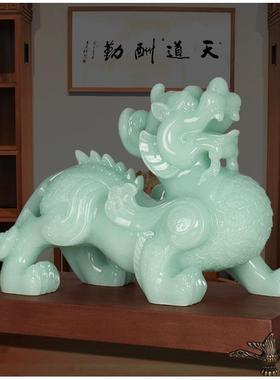 招财貔貅摆件玉石皮居丘一对厅聚财旺财家装饰品开业客礼品