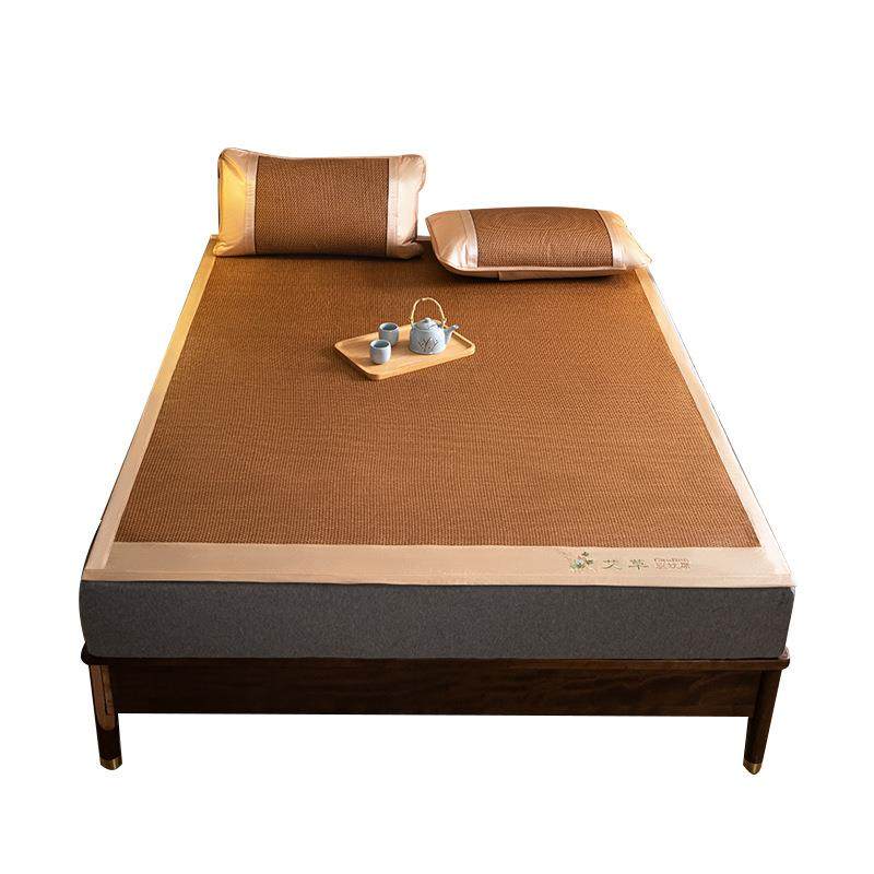 夏季天然艾草双面古藤凉席三件套夏天宿舍冰丝凉席加厚可折叠席子,床上用品,藤席,淘宝优惠券,粉丝福利购,淘宝优惠卷