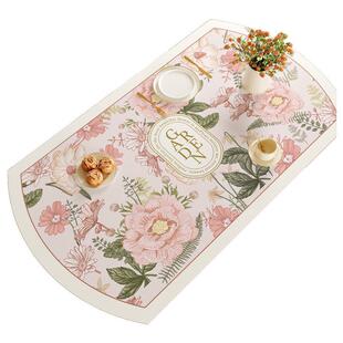 美式小清新折叠圆桌桌布家用椭圆形防水防油防滑耐高温皮革桌垫子