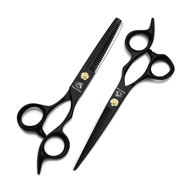 6寸专业理发剪黑色龙柄款剪美发套装爆牙剪平剪刀手型打薄剪