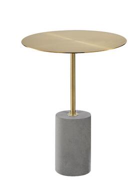 新款水泥小茶几北欧铁艺小边桌奶茶店售楼处边几黑色金色台面边几