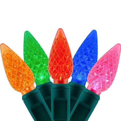 110V美规草莓LED灯串户外防水五彩C6圣诞灯UL标准节日装饰灯