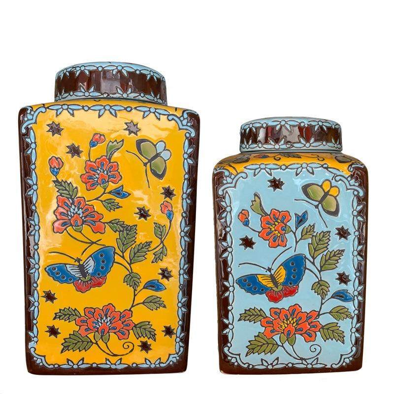创意花瓶摆件复古客厅中式插花器皿陶瓷餐桌欧式玄关四方罐储物罐,橡塑材料及制品,工业陶瓷,淘宝优惠券,粉丝福利购,淘宝优惠卷