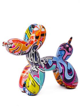 爆款经典炫彩涂鸦气球狗摆件欧式创意家居装饰品样板房间摆饰