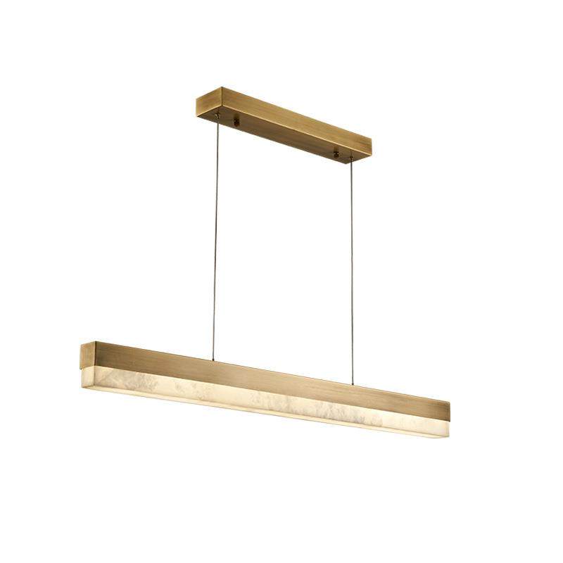 新中式全铜餐厅吊灯现代简约长条一字灯书房茶室西班牙云石吊灯,家装灯饰光源,智能吊灯,淘宝优惠券,粉丝福利购,淘宝优惠卷