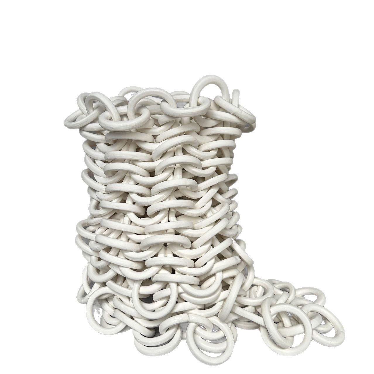 现代简约艺术家居软装白色陶瓷花瓶复古侘寂饰品中古装饰品花器