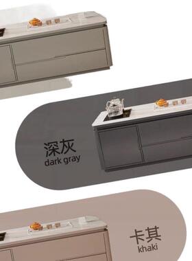 fLE灰色高端高级现代简约岩板茶几电视柜高挡轻奢方形储物柜大小