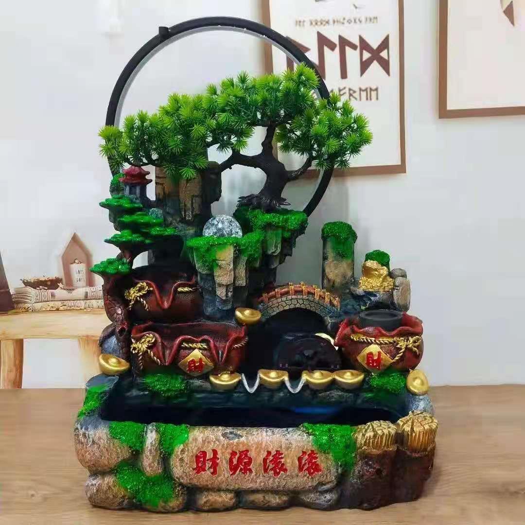 厂家直销创意款欧式流水喷泉风水轮室内客厅装饰中式水景摆件