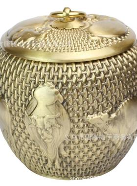 黄铜工艺品五牛茶叶罐摆件办公室桌面创意大小纯铜储藏罐铜工艺品