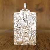 济公足银吊坠本命佛爷爷项链男霸气银牌降龙罗汉守护神守护神男女