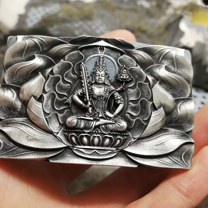 实心加厚虚空藏纯银皮带扣头足银腰带扣头本命佛守护神扣头送皮带