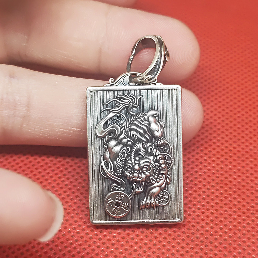 足银999镂空貔貅吊坠男七夕纳财进宝项链挂饰转运保平安礼物吊坠