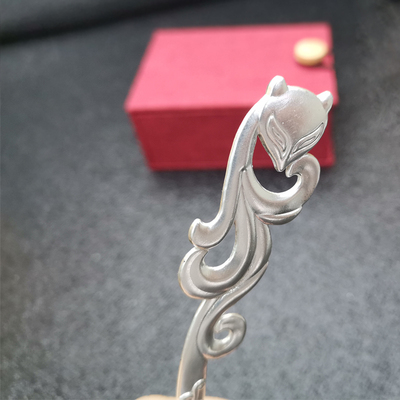 狐狸999足银发饰古装汉服银发簪子成年纯银招桃花女盘发步摇钗子