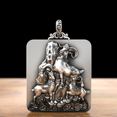 三羊开泰纯银生肖羊属相未羊吊坠项链男银牌挂件守护吉祥复古吊坠