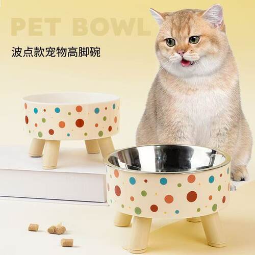 新款猫碗狗碗喝水喂食猫粮波点不