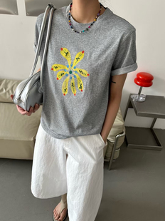 T恤女 9096小个子百搭显瘦花朵印花雪花棉短袖 东大门韩版 正品