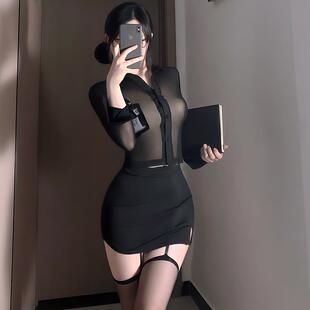 性感秘书制服睡衣套装黑色OL包臀裙角色扮演女装趣味cos床上睡裙