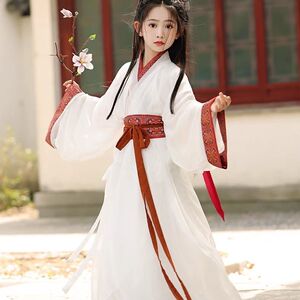 儿童战国袍改良日常可穿中秋汉服古装复原款直裾袍女童魏晋风仙气