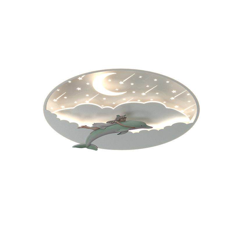全光谱儿童房护眼吸顶灯卧室灯简约创意温馨美人鱼星空女孩房间灯