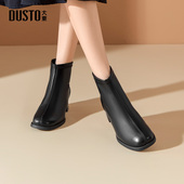 靴 优雅粗跟方头短筒靴舒适通勤靴子时装 大东女短靴2025冬季 新款