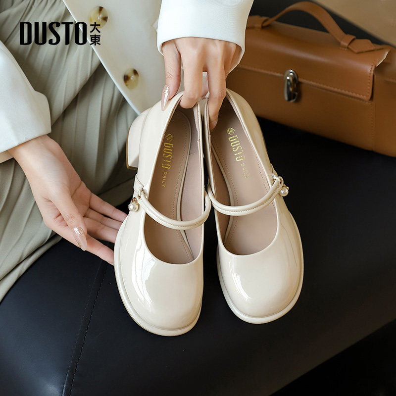 大东玛丽珍女鞋2025秋季新款甜美圆头小皮鞋粗高跟法式单鞋洛丽塔,女鞋,玛丽珍鞋,淘宝优惠券,粉丝福利购,淘宝优惠卷