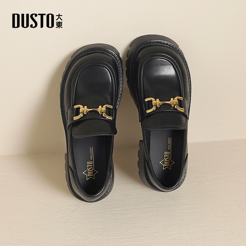 大东粗跟高跟乐福鞋通勤小皮鞋