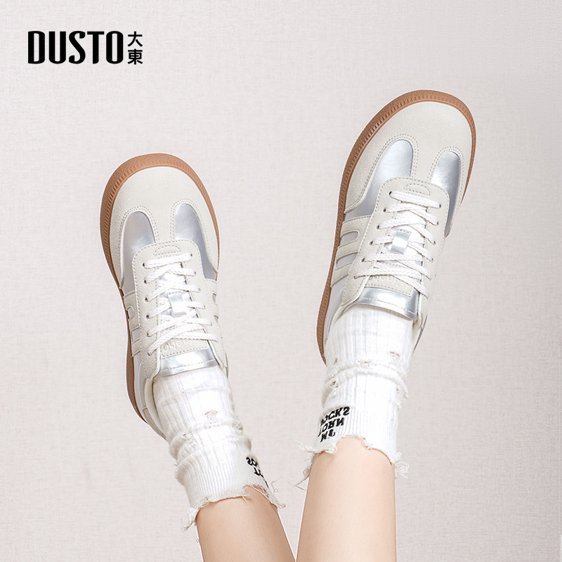 大东时尚休闲平底圆头德训鞋女