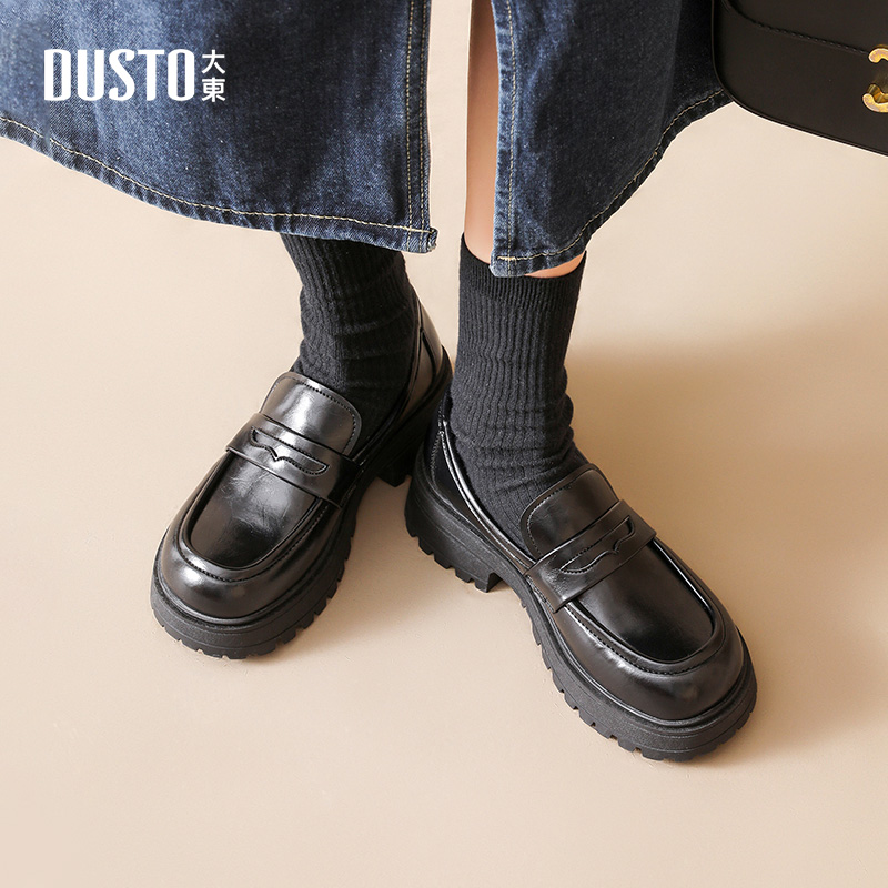 大东乐福鞋女鞋圆头厚底通勤鞋