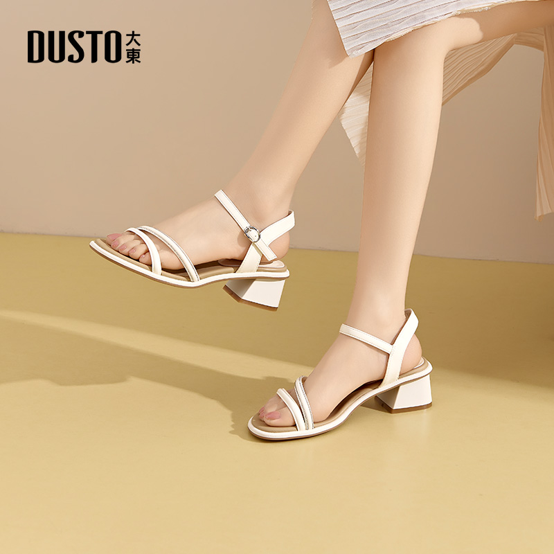 大东凉鞋时尚粗跟中跟休闲女凉鞋