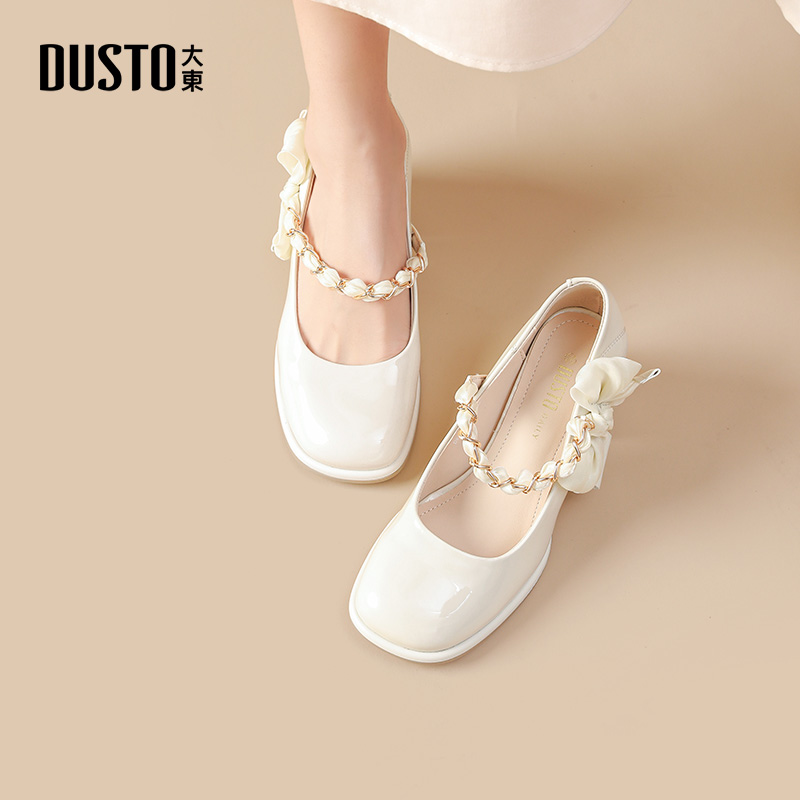 DUSTO大东甜美高跟方头玛丽珍鞋