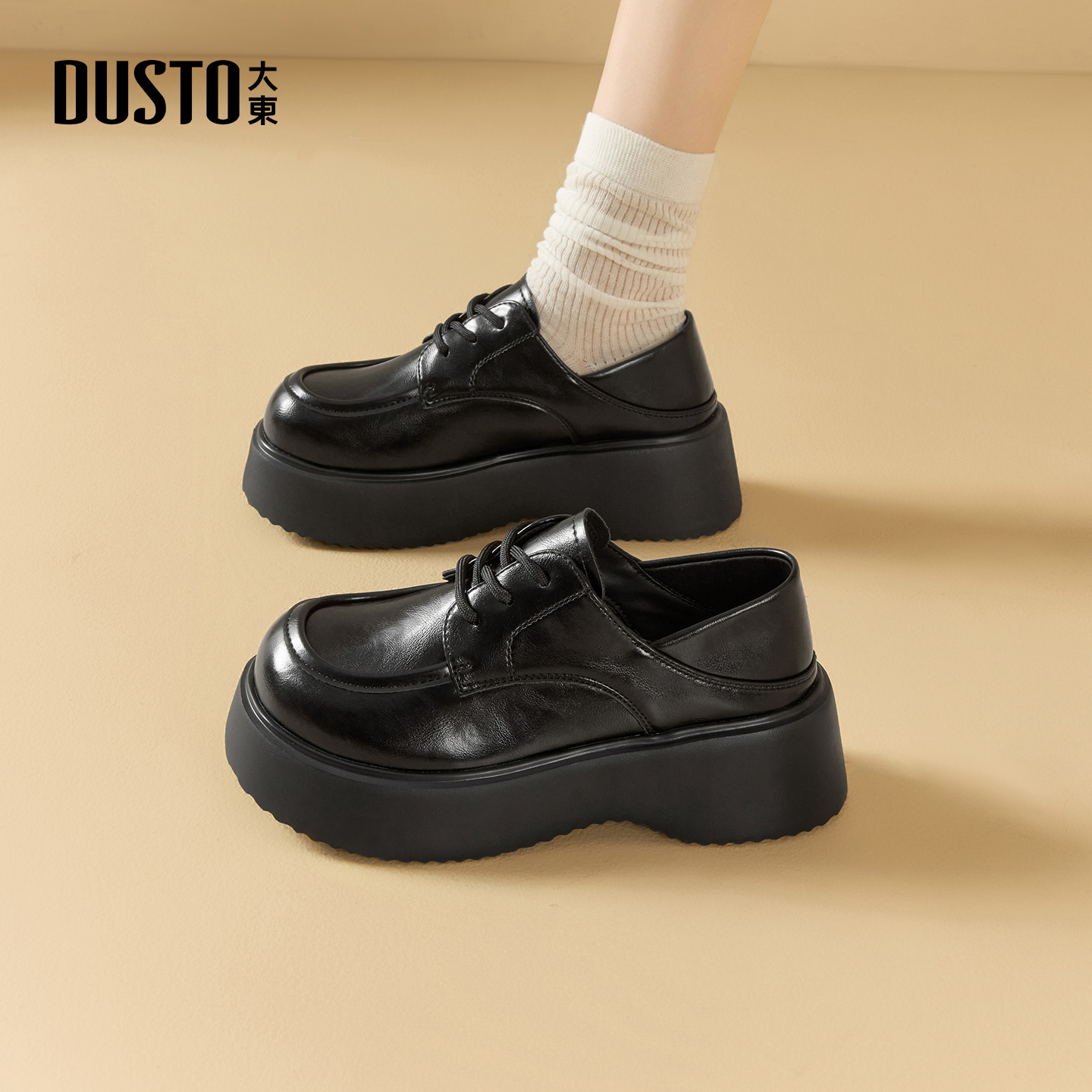 大东乐福鞋女鞋英伦厚底小皮鞋