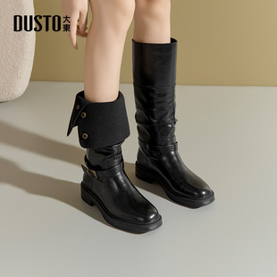 大东女靴骑士靴2025冬季 英伦两穿长筒靴美拉德靴子粗跟女长靴 新款