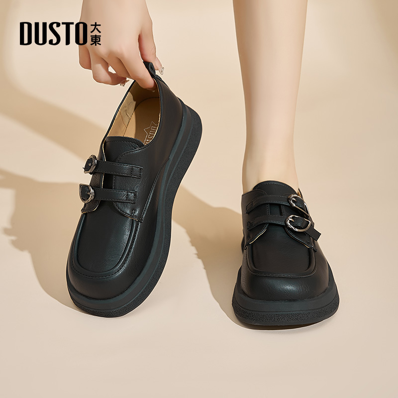 大东女鞋英伦风乐福鞋平底通勤鞋