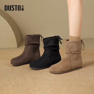 雪地靴 圆头复古绒面堆堆靴平底百搭时装 大东女靴短靴2025冬季 新款