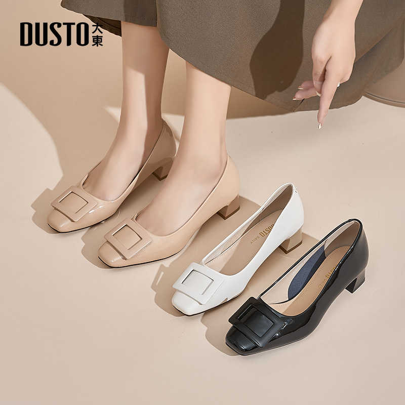大东时装通勤女鞋2025秋季新款中跟职业正装女单鞋套脚浅口工作鞋