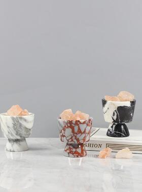 轻奢侘寂风天然大理石香薰杯装饰摆件客厅卧室酒店软装家居装饰品