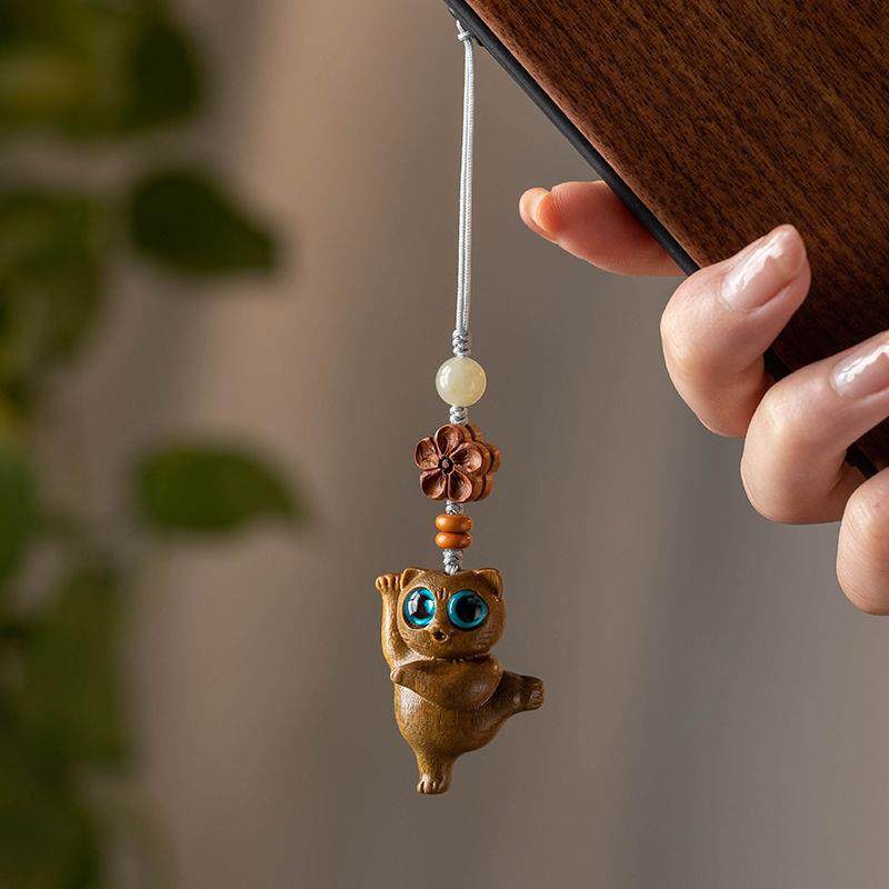 可爱猫汽车钥匙扣挂件檀木创意手工编绳手机链U盘坠包挂,服饰配件/皮带/帽子/围巾,钥匙扣,淘宝优惠券,粉丝福利购,淘宝优惠卷