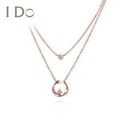 18K金钻石项链双层叠戴