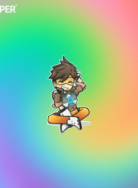 TLP反光车贴 守望先锋喷漆涂鸦周边猎空Tracer闪光 贴纸