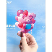 粉红熊宝宝 随气球飘走 可爱汽摩平面防水贴纸 原创 TLP反光车贴