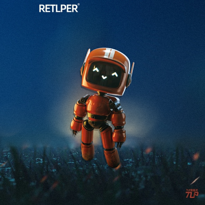 TLP反光贴纸爱死机橙色小机器人