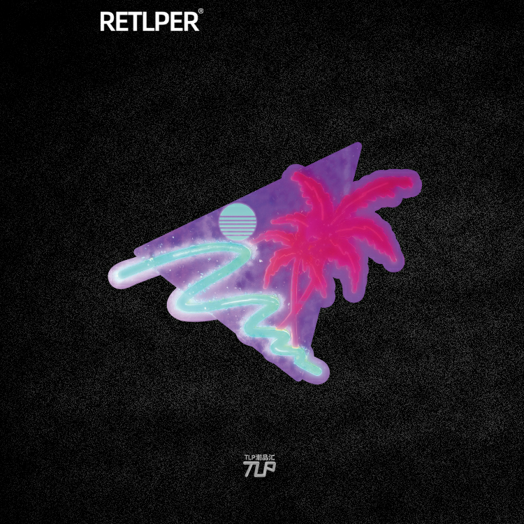 TLP反光贴椰树落日霓虹感蒸汽