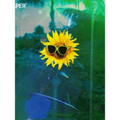 向日葵 享受日光浴 墨镜花朵汽摩防水平面贴纸 原创 TLP镂空车贴