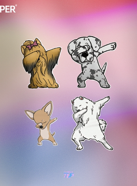 TLP套贴 Dabbing街舞狗狗英斗松狮西施秋田宠物可爱跳舞宠物贴纸