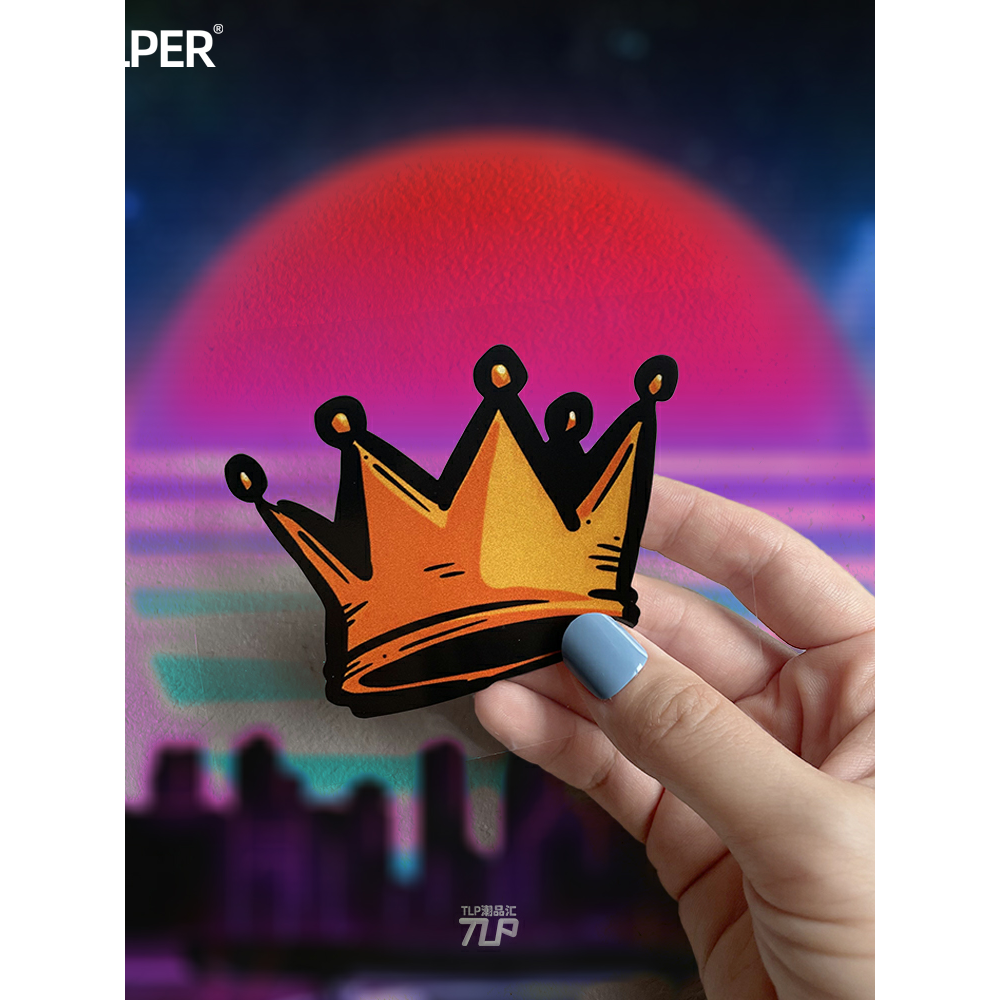 TLP反光车贴 原创 涂鸦金皇冠王冠 手绘线条漫画 防水机车贴纸